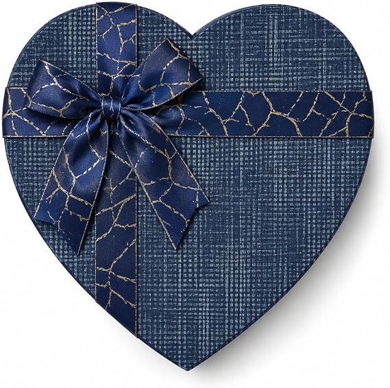 Promosyonca Hediye Kutusu, Kalp Şeklinde, İç İçe 3 Adet, 22x19x8 cm, Farklı Renk Seçenekleri (Mavi)