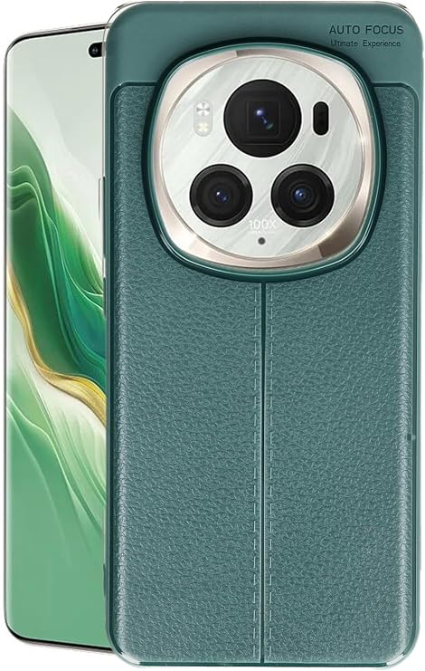 Coverzone Honor Magic 6 Pro Uyumlu Kılıf - Deri Görünümlü Niss Silikon TPU Serisi ile Birebir Uyumlu - Yeşil