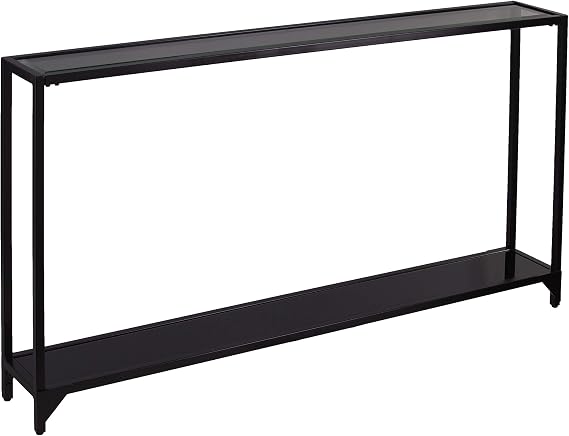SEI Furniture Bergen Narrow Metal Console Table, Dining Room With Open Concept Living Space Glam Style Powder-Coated Iron, Black