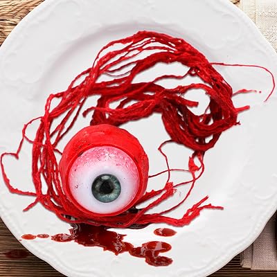 Shappy 2 Pcs Halloween Fake Eyeballs Ripped Out Eyeball Prop Realistic Horror Halloween Decoration Scary Movie Hand Made Quality Ripped Out Eyes for Party Favors Green