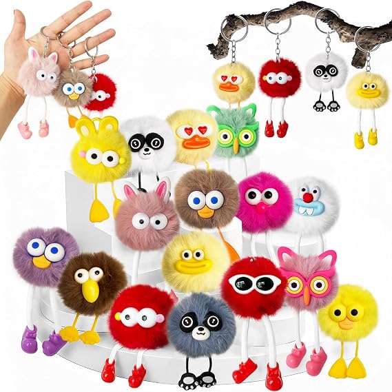16 Pcs Cute Plush Keychains Kawaii Keychain Bulk for Prizes Treasure Box Toys Goodie Bag Pinata Stuffers Birthday Party Favors