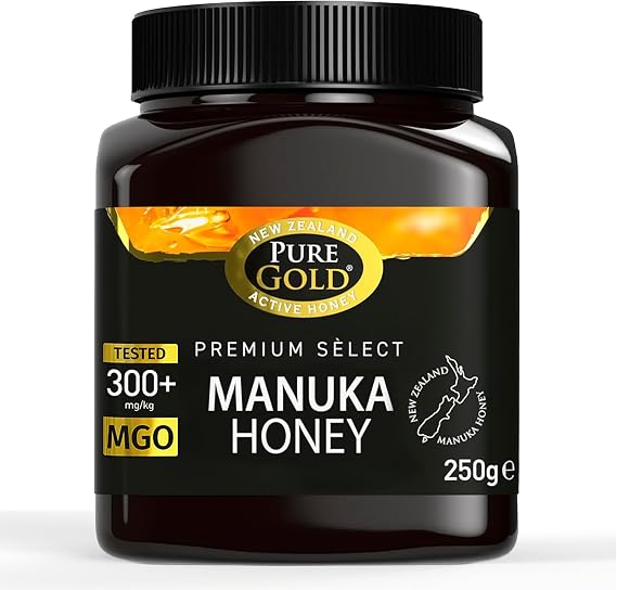 Pure Gold - Manuka Honey - 300+ MGO Certified Premium - 250g - New Zealand, Ethically Sourced, Raw & Unpasteurised - Naturally Made by Bees & Home Traceable - 1 Pack