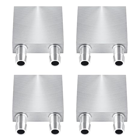 Kalolary 40x40mm Aluminum Water Cooling Block Heat Exchanger, Silver, 4PCS