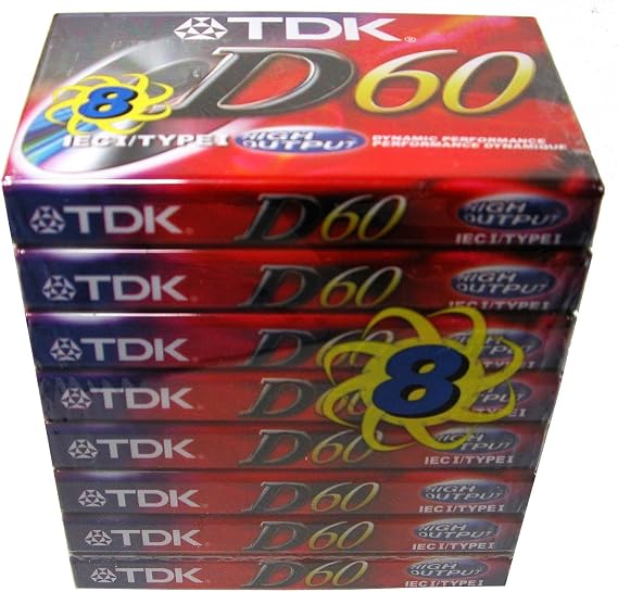 TDK Audio Cassette Tape - 60 Minute (8 Pack, Red)