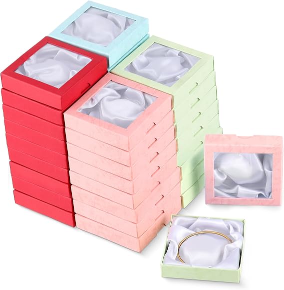 Tuanse 36 Pcs Square Jewelry Gift Boxes with Clear Lid, 3.5x3.5x0.8 Inch