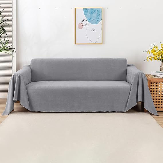 Modern Simple Sofa Throw 1/2/3/4 Seater Soft Decorative Throws for the Sofa Breathable Soft Blanket Sofa Protector for Settees Couch Sofa Bed and Armchair 180 * 260cm-Grey