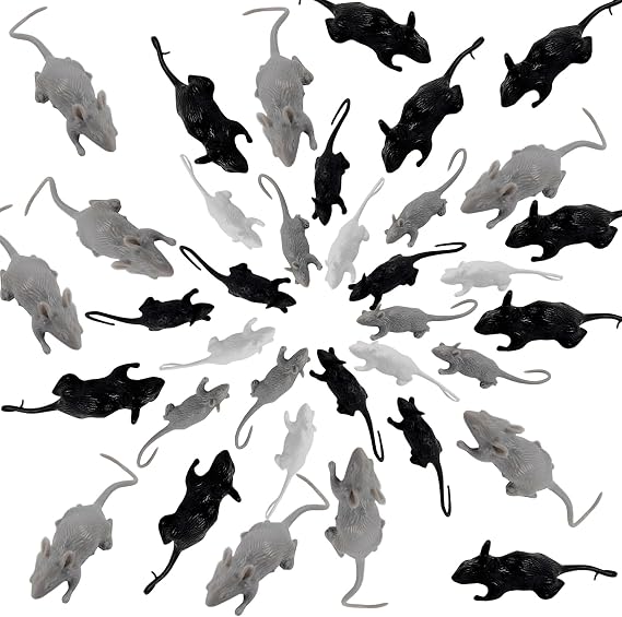 ROYHOO 36PCS Plastic Mini Fake Rat Plastic Mouse Toys Decorations Realistic Pranks Rats Simulated Big Small Mouse Mice Toys for April Fools Day Halloween Prank Party Supplies
