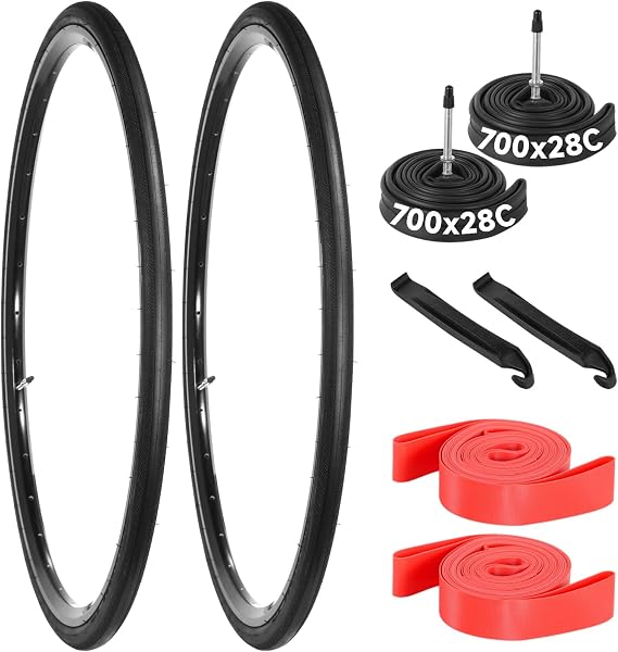 2 Pack 700x28C Road Bike Tires + 700x25-28C Tubes 60mm Presta Valve | Foldable 700c Bicycle Tire with Levers/Strips | Explosion-Resistant for High-Speed Commuting & Urban Roads