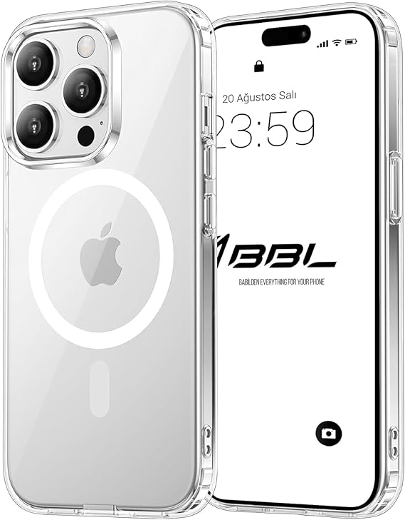 Babilden iPhone 14 Pro İçin Kılıf Kamera Korumalı Magsafe İle Uyumlu Kablosuz Şarj Özellikli Şeffaf Telefon Kılıfı
