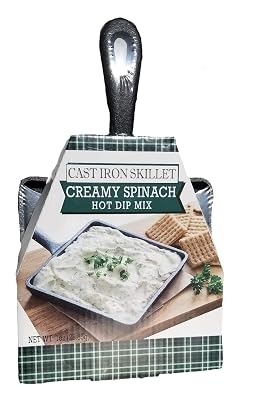 Gourmet Creamy Spinach Hot Dip Mix with Cast Iron Skillet 5 x 5 Square