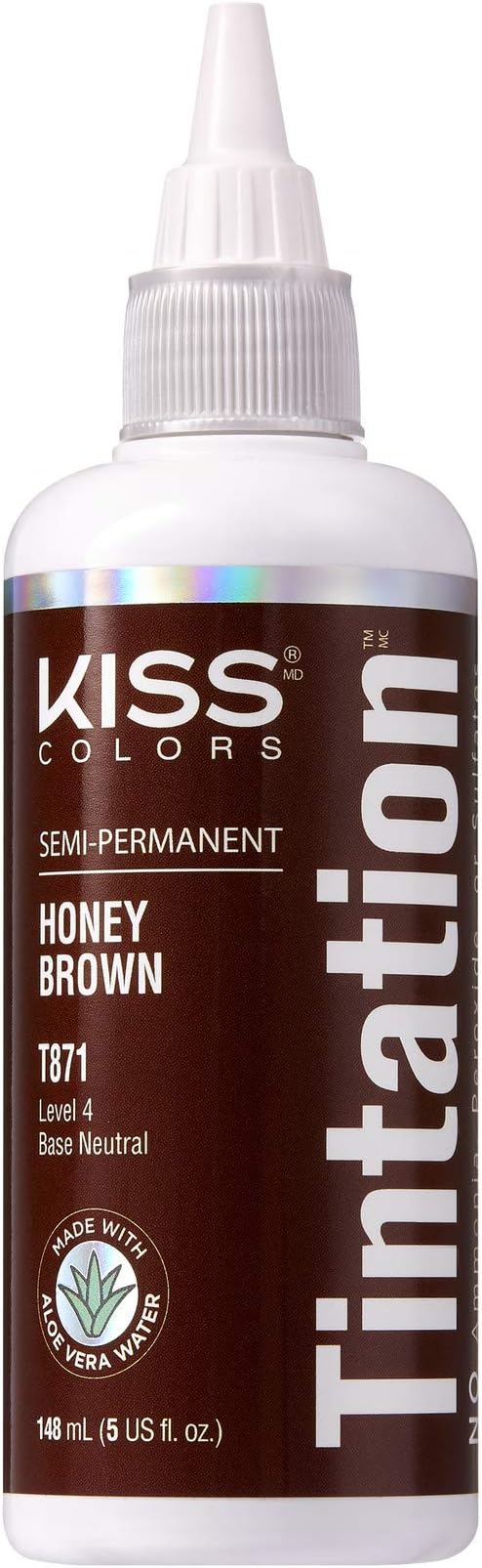 Kiss Tintation Semi-Permanent Hair Color 5 Ounce, T871 Honey Brown