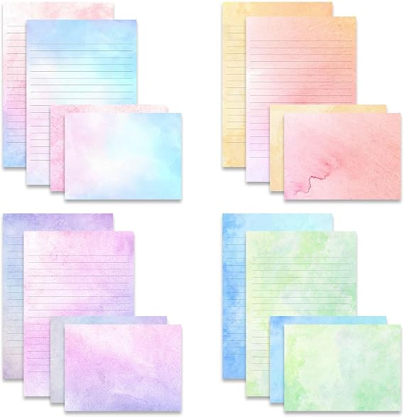 TEETOOKEA 72 Pieces Watercolor Stationery Set with Envelopes, 5.5x8.25 Inch