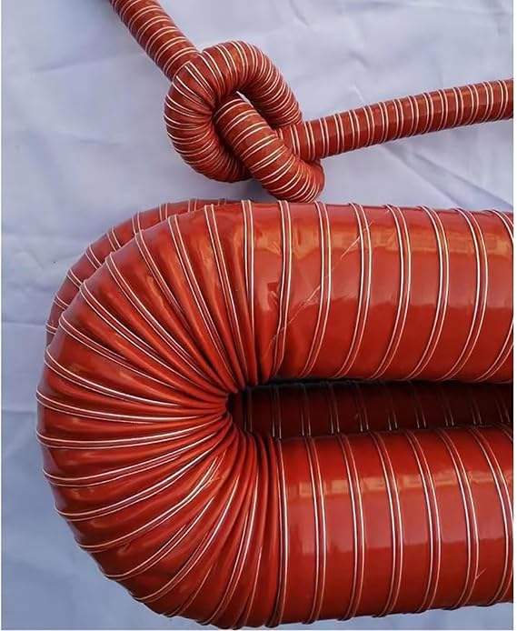 1-10 Meter Flexible Duct Hose, Portable Red Silicone Flexible Brake Cooling Duct, Air Duct Induction Intake Pipe Hose, Exhaust Hose Dryer Vent Hose for Garage Air 305mm(12") L-2m(6.6ft)