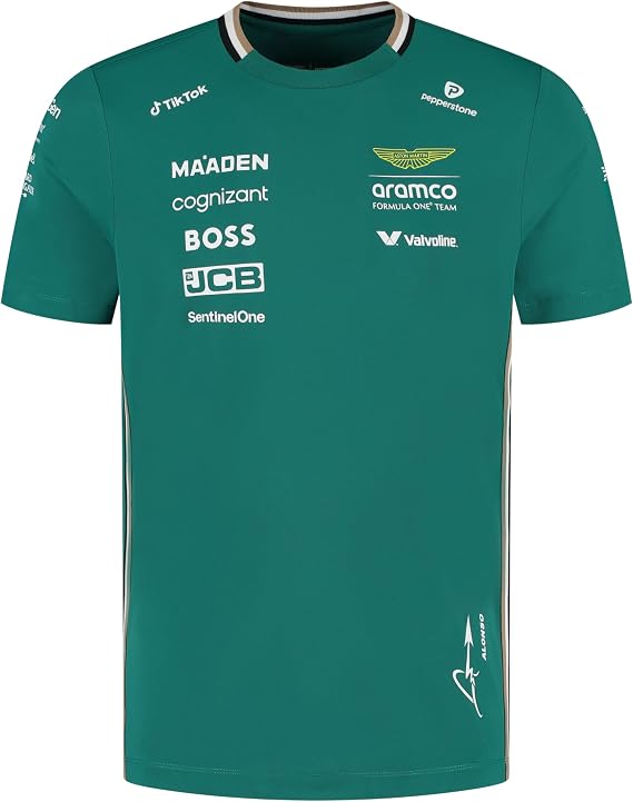 Aston Martin F1 2025 フェルナンド・アロンソ チームTシャツ 男性用