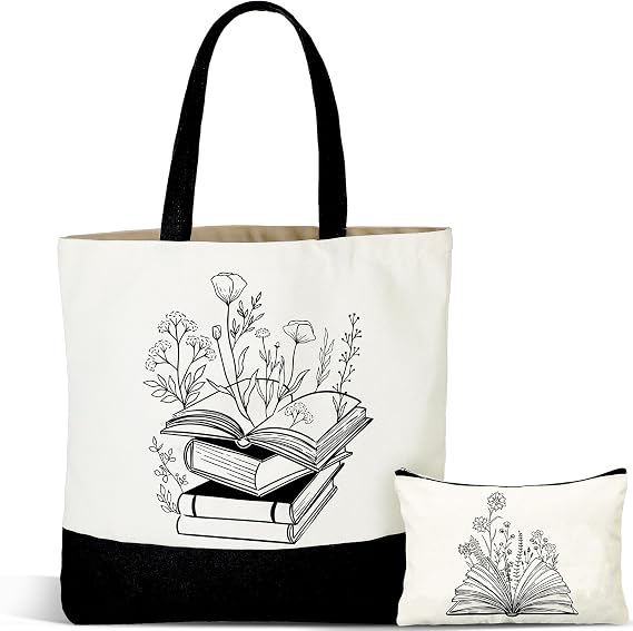 Buryeah 2 Pcs Back to School Teacher Gift Tote Bag with Makeup Bag
