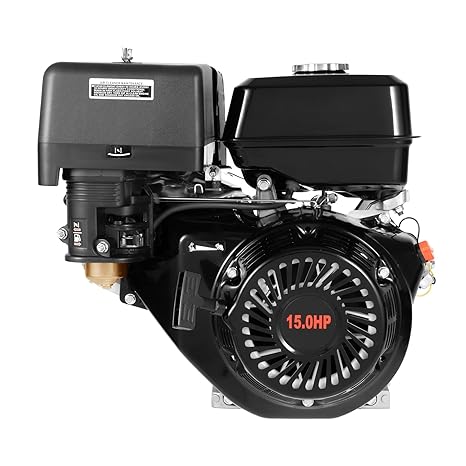15 PS 4-Takt Benzinmotor 9.7KW 420CC Standmotor Kartmotor Industriemotor Einzylinder Standmotor Pocket Bike Benzin Motor 3600 U/min Antriebsmotor Schwerlastmotor/Schwarz