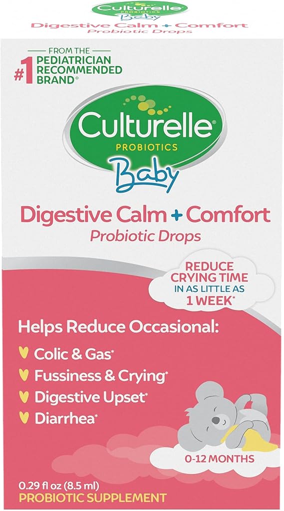 Culturelle Baby Digestive Calm & Comfort Probiotic (Ages 0-12 Mos) 8.5ml | Lactobacillus rhamnosus GG + Bifidobacterium lactis BB-12, Two Strain Formula, Ages 0-12 Months, 5 Drops Once Daily