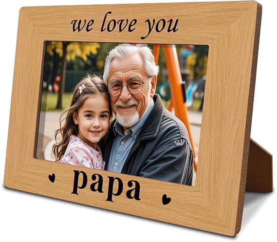 Papa Gift, Papa Photo Fame Gift for Grandpa, Papa Birthday Christmas Thanksgiving Gift, Photo Gifts Wooden Picture Frame, We Love You Papa Photo Frame Decor, To Assemble 4 * 6 Inches Photo