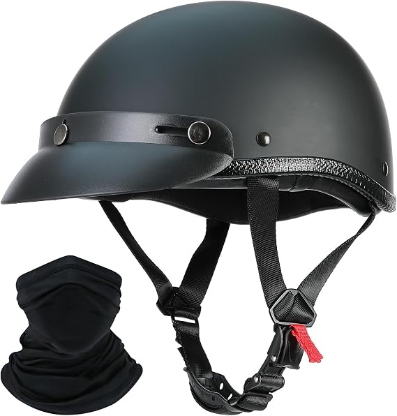 Motorcycle Half Helmet,Half Shell Helmet,Shell Hawk Style Helmets Compact Lightweight Open Face,Matte Black,DOT/FMVSS 218 Approved
