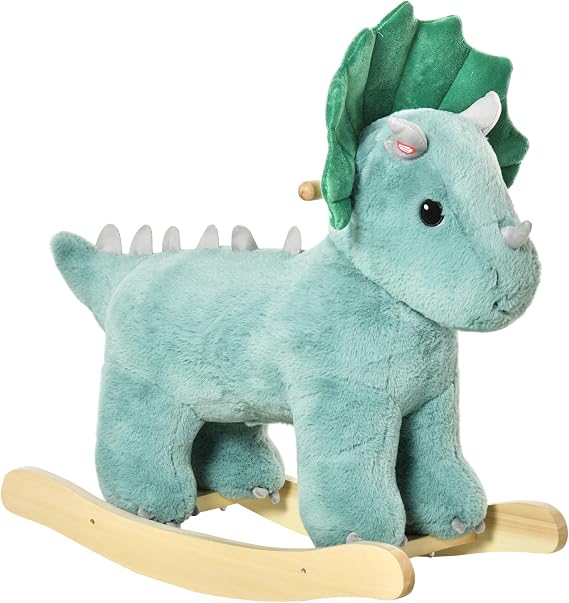 Qaba Kids Plush Ride-On Rocking Horse for Child 36-72 Months Dark Green