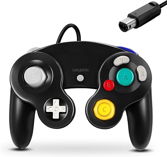FIOTOK Gamecube Controller,Wired Controller for Wii & Gamecube (Black)