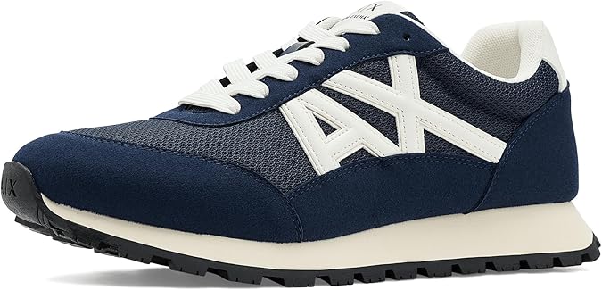 Armani Exchange Men's Drop Sneaker, Navy/Tofu, 8