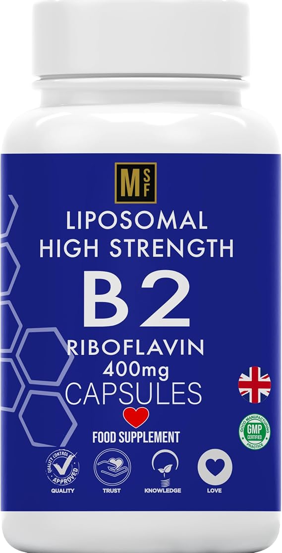 Vitamin B2 Riboflavin | 400mg Migraine Support 180 Capsules | 6 Months Supply | Vegan, High Strength Riboflavin Supplement | Liposomal Delivery for Maximum Absorption | Non-GMO | UK Company