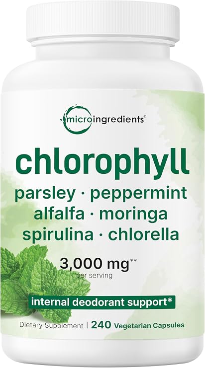 Micro Ingredients Chlorophyll Super Greens Complex | 240 Veggie Capsules with Parsley, Moringa, Spirulina, Chlorella, More | Gluten-Free, No Additives