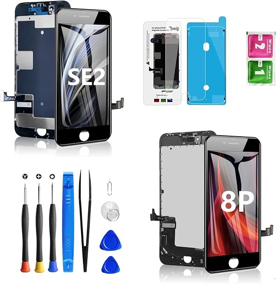 Two Screens: Diykitpl for iPhone SE2020 Screen Replacement LCD Black 4.7 inch, for iPhone 8 Plus Screen Replacement Black 5.5 Inch