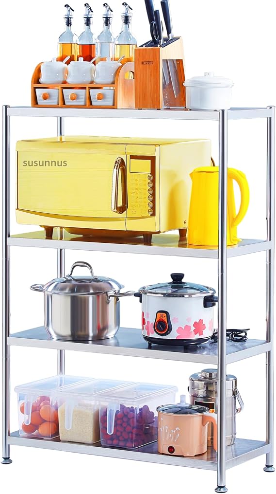 susunnus Stainless Steel Shelves,23.6in-4T,for Kitchen,Living Room,Bathroom