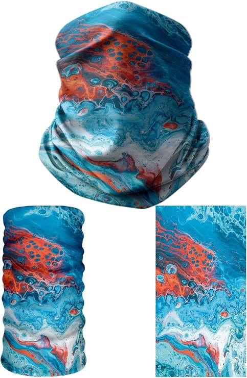 e taktik Multifunctional Blue-Red Marbling Art Seamless Knitting UV+ Neckerwear Face Mask Headband Bandana Do Rag Hairband