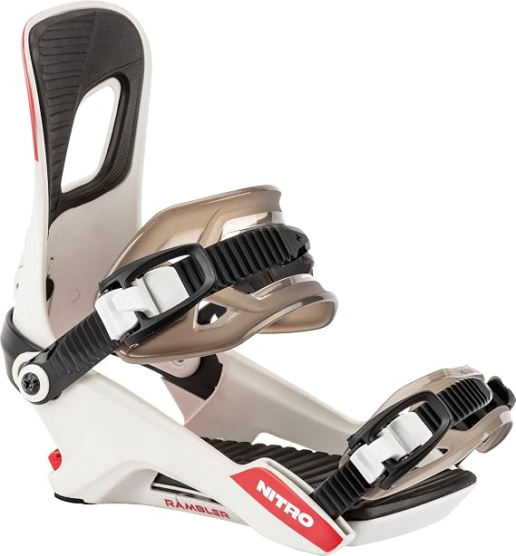NITRO Rambler Men's Snowboard Bindings | Flex 5/10, Nylon Highback, Nylon Baseplate, 2-Degree Canted Footbed, Adjustable Highback, Beginner/Intermediate
