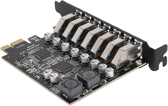 Hoopoocolor 7 Port PCIE Expansion Card, Renesas and Upd720201 720210 Master Control, USB3.2 Transfer Speed 5Gbps, Built in PCIE Power Connector 5V/1.5A for Win 10, Win 11