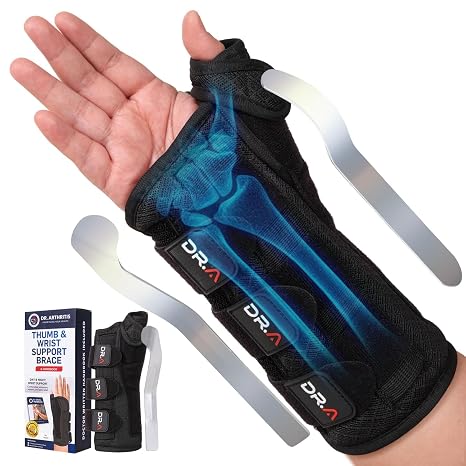 Doctor Developed Carpal Tunnel Wrist Brace Night Support, Thumb Spica Splint Right Hand for De Quervains Tenosynovitis, Tendonitis, Wrist Brace With Thumb Support-Small/Medium-Women & Men, Black