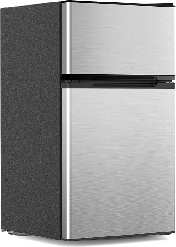 Electactic 3.1 Cu.Ft Mini Fridge with Freezer for Bedroom Office, Silver
