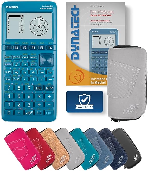 Casio FX-7400GIII Graphing Calculator with CalcCase Protective Case and Book - Classic Set (Light Grey)