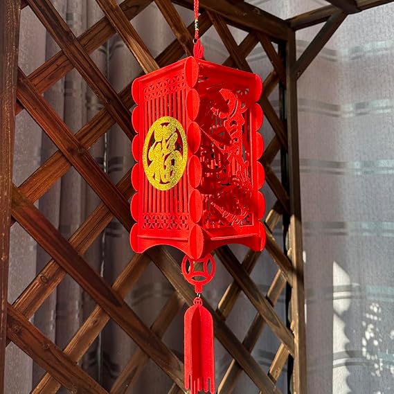 1PCS Chinese New Year Decorations for Party Palace Lantern Wedding Supplies Spring Festival Lunar New Year Decorations Mid-Autumn Festival Wedding Party Ornaments Hollow Inlaid Red Lanterns (Small)