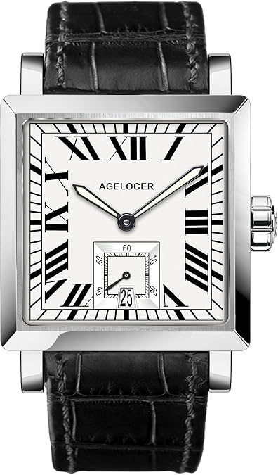 AGELOCER Automatic Watches for Men Original Design, Waterproof Mechanical Watch, Leather Strap Casual Dress Watch Mens Gift