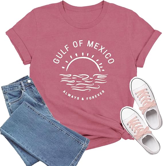 Womens Gulf of Mexico T Shirt Mexican Shirts Retro Beach Tee Tops
