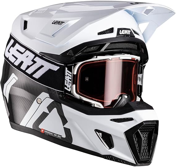 Leatt ヘルメットキット Moto 9.5 カーボン 6.5 Irizゴーグル&ヘルメットバッグ付き | オフロードおよびダートバイク フルフェイス オートバイヘルメット | 360タービン安全技術 | XL 61-62cm カーボン/ホワイト