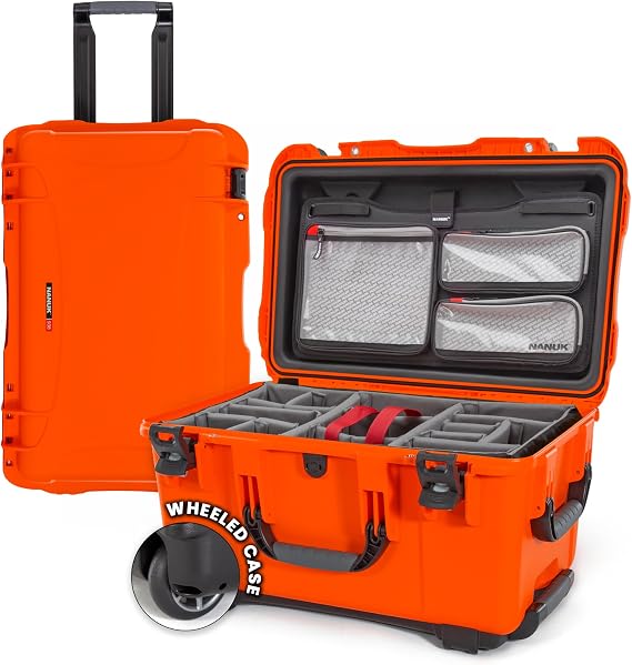 NANUK 950 Pro Photo Kit Waterproof Travel Camera Hard Case with Padded Dividers and Wheels, 22.8 x 18.3 x 11.7, Dustproof and Impact-Resistant, Ideal for Heavy Loads Orange