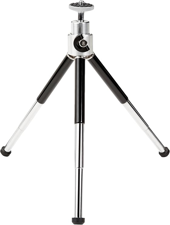 Amazon Basics Lightweight Portable Mini Travel Tripod with 360 Ball Head, Adjustable Height, Desktop, Black