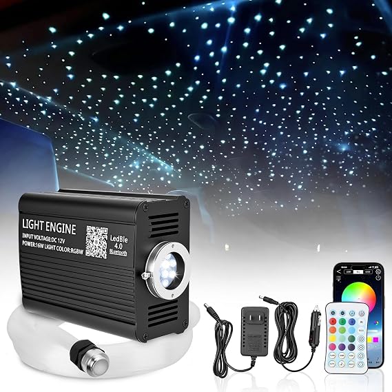 Twinkle Starlight Headliner Kit, 500pcs 0.03in/9.8ft, 16W LED Star Ceiling Fiber Optic Light Kit, APP/Remote Control Star Effect, for Car Roof Home Ceiling Party Theater