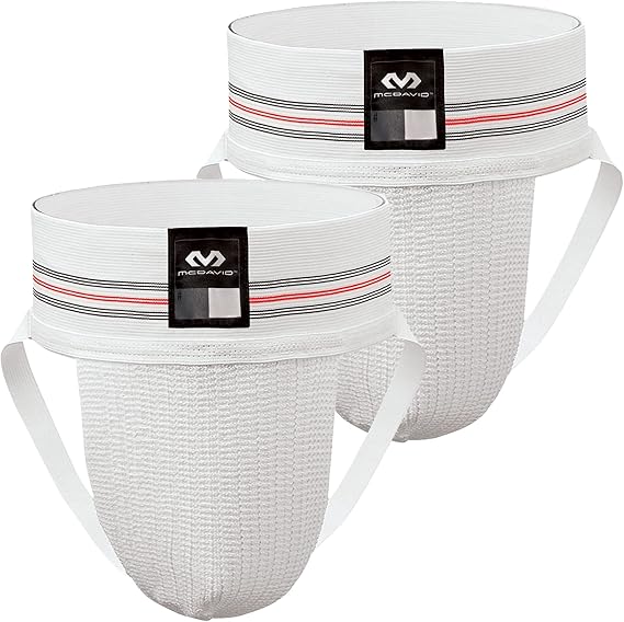 McDavid Men's Athletic Supporter Jockstrap, Lightweight & Protective Design with Wide Waistband for Comfort & Support, Cup Not Included, White, Adult S, 2-Pack