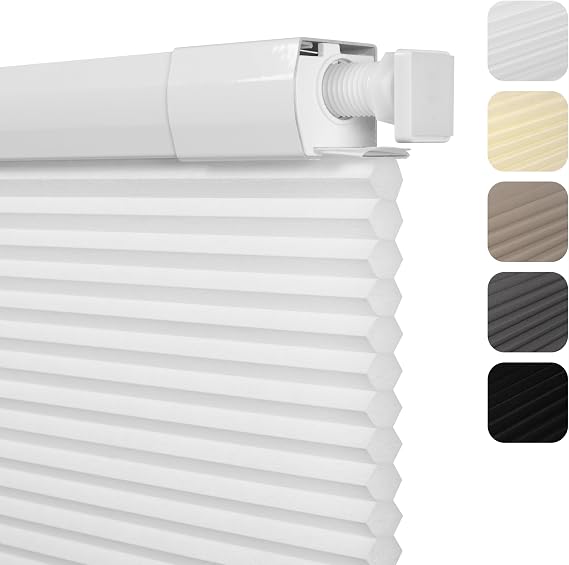 No Drill Light Filtering Cellular Shades,White,Custom Size