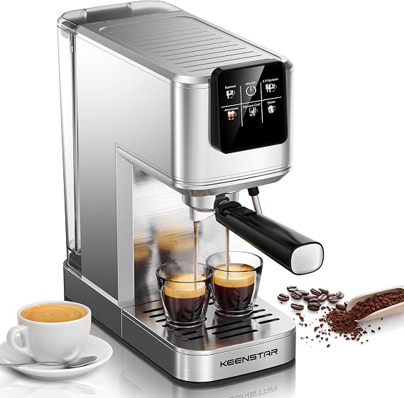 KEENSTAR 20Bar Espresso Machine, Hot & Iced Coffee Maker with Milk Frother