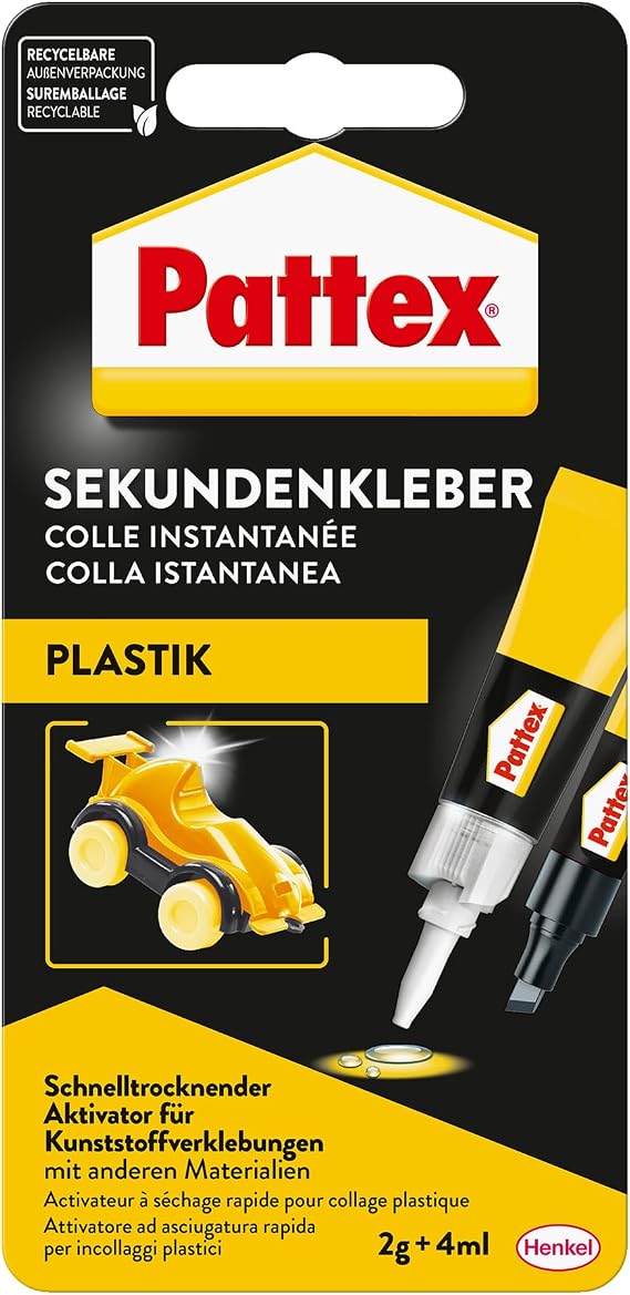 Pattex 1865992 "Plastic Superglue, Black/Red, 4 ml
