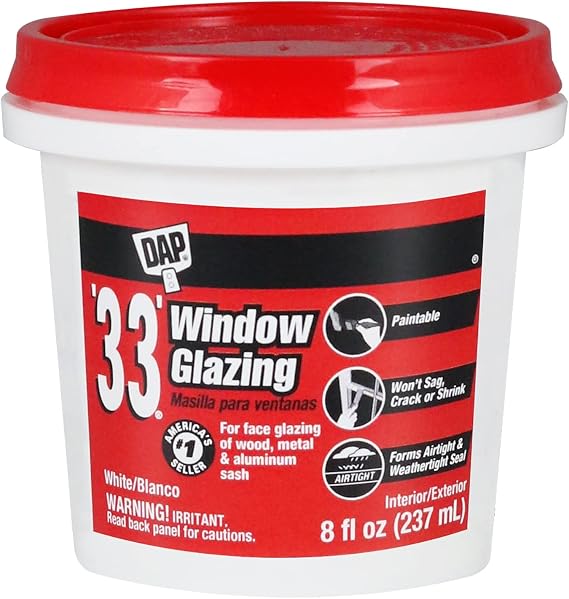 DAP '33' Window Glazing, White, 8 Oz (7079812120)