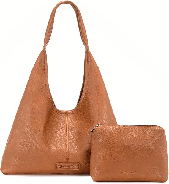 Montana West Hobo バッグ パース 女性用 スラウチー ソフト ショルダー ハンドバッグ トートバッグ ポーチ付き