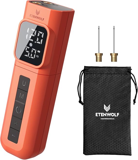 ETENWOLF P200 Electric Ball Pump 2000mAh Air Pump for Sports Balls | with Preset Gauge and Digital LCD Display, Fast Inflation & Deflation for Basketball Soccer Volleyball Football